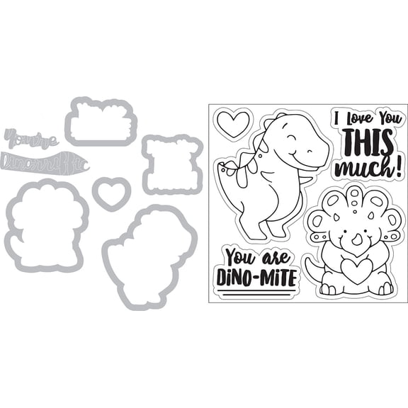 Sizzix Framelits Die & Stamp Set By Katelyn Lizardi 7/Pkg-T-Rex