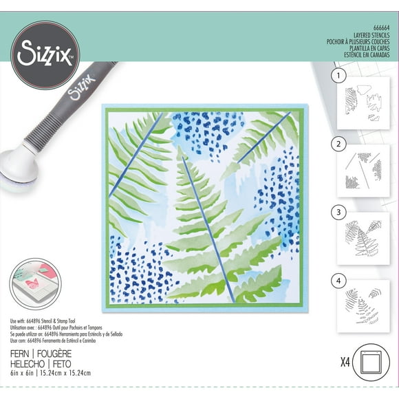 Sizzix Layered Stencil 4/Pkg-Fern