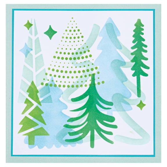 Sizzix Making Tool Layered Stencil 6"X6" By Olivia Rose-Doodle Trees
