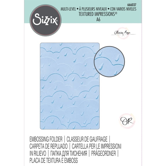 Sizzix Multi-Level Textured Impressions Embossing Folder-Rain Clouds By Olivia Rose