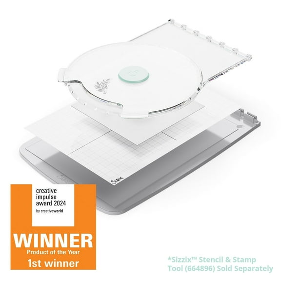 Sizzix Stamp & Spin Tool for Stencil & Stamp Tool. Rotating stamping platform for cardmaking and scrapbooking