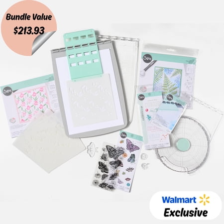 Sizzix Stencil & Stamp Tool Starter Bundle, ft. Stamp & Spin Tool, Including 2 Stencil & 2 Stamp Sets