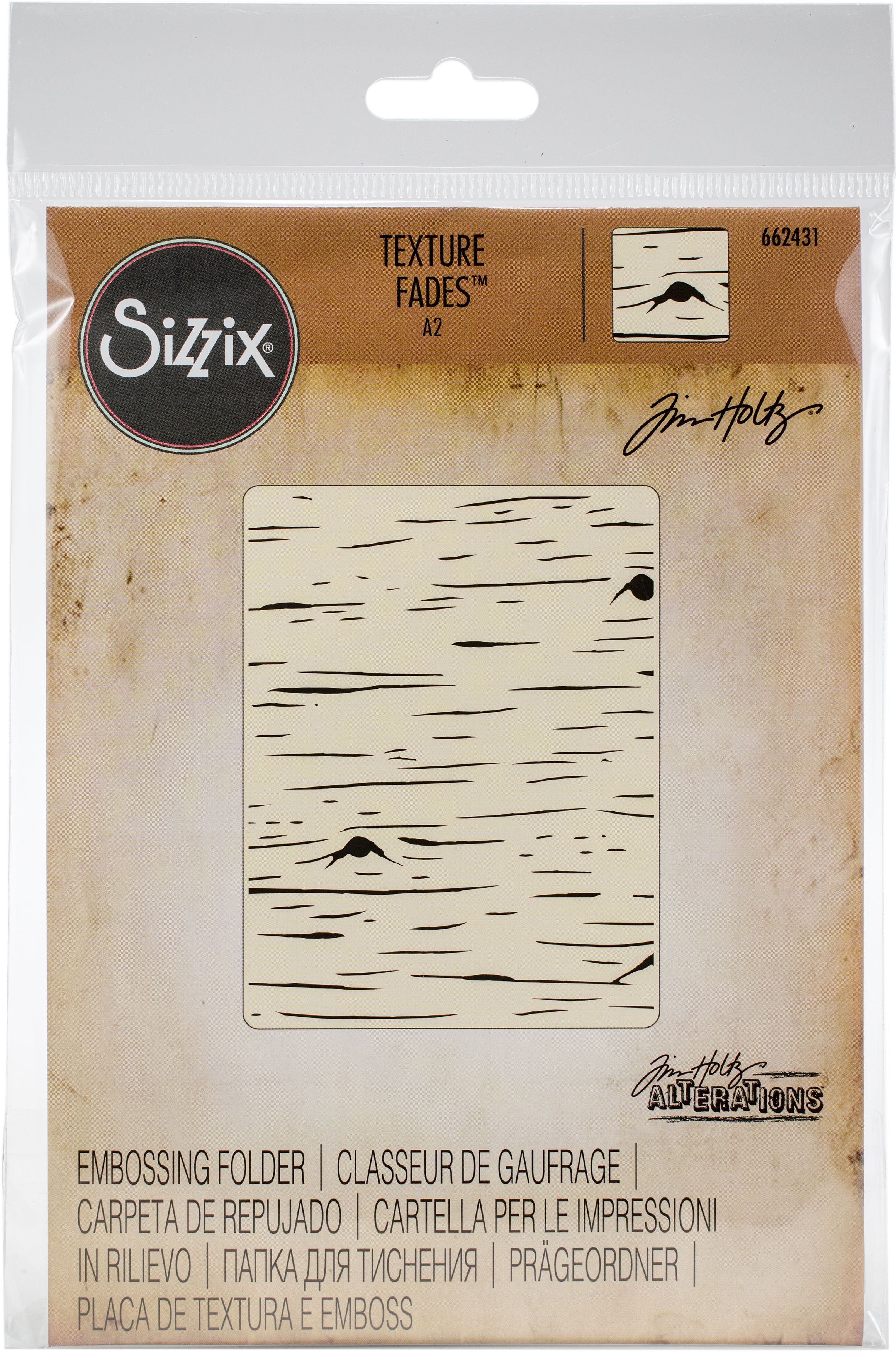 Sizzix Texture Fades A2 Embossing FolderBirch