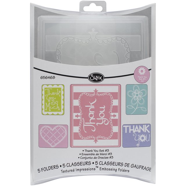 Sizzix Textured Impressions A2 Embossing Folders 5/PkgThank You 3, Pk