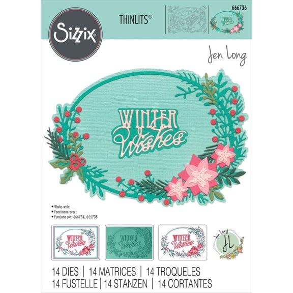 Sizzix Thinlits Die Set 14PK Winter Wishes #2 by Jen Long
