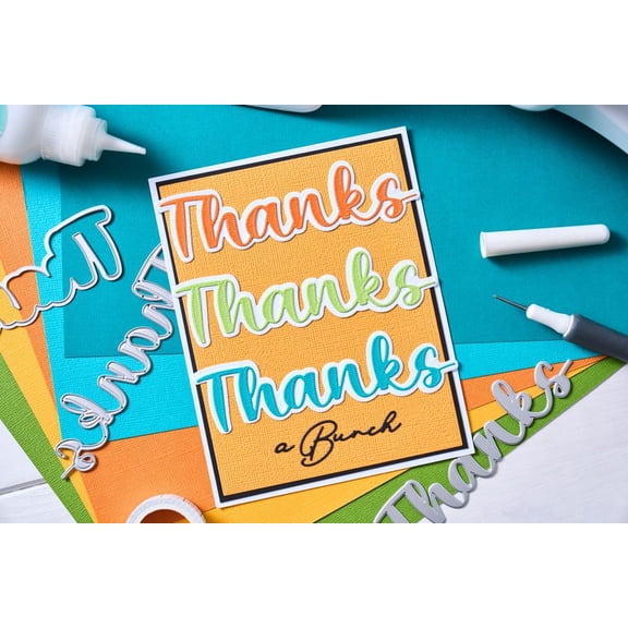 Sizzix Thinlits Die Set 8PK - Take Two's, Thanks Sentiment by Stacey Park