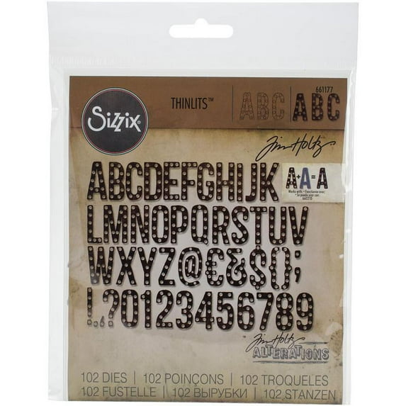 Sizzix Thinlits Dies 102/Pkg By Tim Holtz-Marquee Alphanumeric 1"