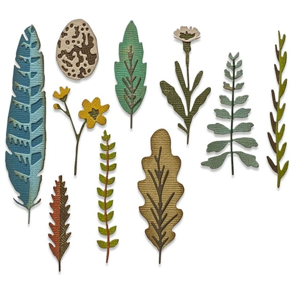 Sizzix Thinlits Wafer-Thin Dies - Funky Nature Embossing Folders Die Sets for Paper Crafting, 10 Pack