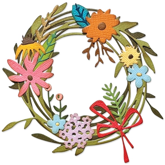Sizzix Thinlits Metal Cutting Dies, Vault Funky Floral Wreath, 14 Dies