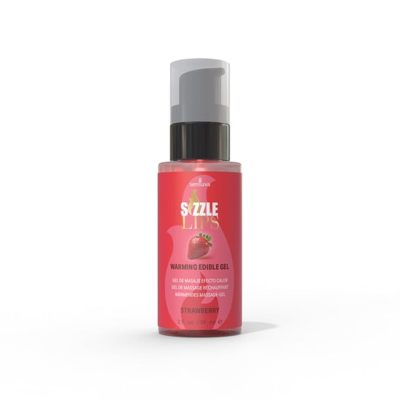 Sensuva Sizzle Lips Warming Massaging Gel Lotion, Strawberry, 2 fl oz