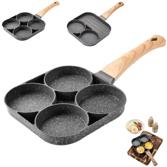 SizzleMate- Multi-Cup Frying Pan,Non-Stick Breakfast Skillet,Multi-Compartment Breakfast & Egg Frying Pan,Easy-Clean, Healthy Cooking,Suitable for Gas Stove & Induction Cookware