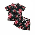 thumbnail image 1 of Sjldqy Baby Boy Outfits 2 Piece Vacation Sets Floral Tops Short Sleeve Button Down Shirt Graphic Shorts Set Baby Boy Clothes Sets Size 9-12 Months Black, 1 of 7