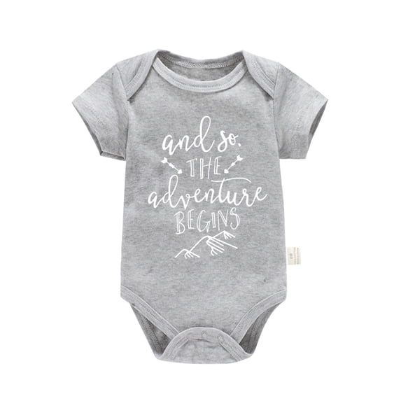 Sjldqy Baby Girl Romper Short Sleeve Crew Neck Letter Print Lap-Shoulder Onesies Breathable Summer Soft Toddler Romper Size 18-24 Months Grey