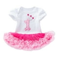 thumbnail image 1 of Sjldqy Baby Girl Romper Short Sleeve Crew Neck Letter Print Onesies Birthday Romper Dress Tutu Skirt And Headband Set Breathable Summer Soft Baby Clothes Size 0-3 Months, 1 of 5