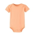 thumbnail image 1 of Sjldqy Baby Girl Romper Short Sleeve Crew Neck Solid Color Lap-Shoulder Onesies Cute Breathable Summer Soft Baby Clothes Size 0-3 Months Light Pink, 1 of 3