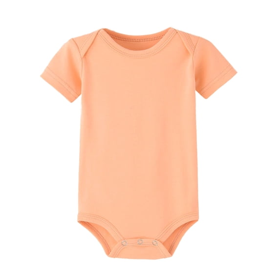 Sjldqy Baby Girl Romper Short Sleeve Crew Neck Solid Color Lap-Shoulder Onesies Cute Breathable Summer Soft Baby Clothes Size 0-3 Months Light Pink