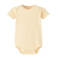 thumbnail image 1 of Sjldqy Baby Girl Romper Short Sleeve Crew Neck Solid Color Lap-Shoulder Onesies Cute Breathable Summer Soft Toddler Romper Size 9-12 Months Beige, 1 of 3