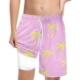 thumbnail image 1 of Sjldqy Boys Swimsuit Tropical Print High Waisted Swim Trunks Beach Shorts With Liner Swimwear Quick Dry Breathable Boys Bathing Suit Size 14-16 Years Pink, 1 of 5