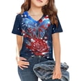 thumbnail image 1 of Sjldqy Girls 4th Of July Shirt Breathable Vintage Rhinestone Star Graphic Tee Short Sleeve V Neck Summer Patriotic Top For Girls Size 11-12 Years Navy, 1 of 4