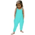 thumbnail image 1 of Sjldqy Girls Romper Sleeveless Crew Neck Solid Color Backless Jumpsuit With Pockets Lightweight Summer Soft Toddler Romper Size 2-3 Years Mint Green, 1 of 4