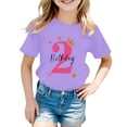 thumbnail image 1 of Sjldqy Girls T-Shirts 2Nd Birthday Shirt Girl Letter Printed Graphic Tee With Short Sleeves Soft Stretch Comfortable Dailywear Summer Tops For Girls Size 12-13 Years Purple, 1 of 1
