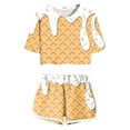 thumbnail image 1 of Sjldqy Little Girls Summer Outfits Soft Breathable Graphic Crew Neck Short Sleeve Ice Cream T-Shirt And Stretchy Shorts Loungewear 2 Piece Set Size 6-7 Years White, 1 of 4