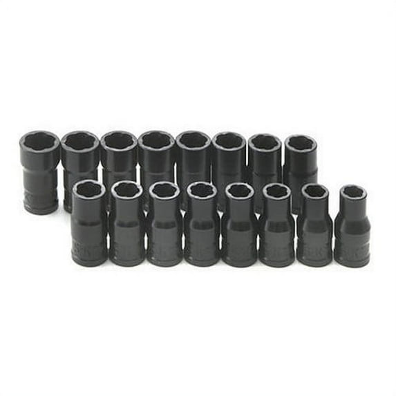 Sk Hand Tool 756 1/4" Dr Sae And Metric Std Turbo Socket® Set, 16 Pc