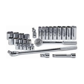 SK Tools USA 28 Piece, 1/2" Drive, 6 Point, Standard & Deep SAE Chrome Socket Set