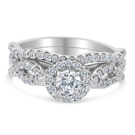 Sk Jewel,Inc 1.00ctw Diamond Infinity Bridal Set in 10k White Gold