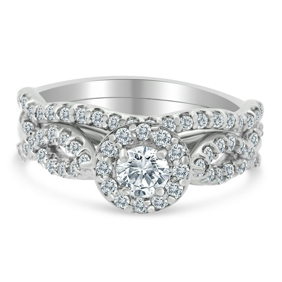 Sk Jewel,Inc 1.00ctw Diamond Infinity Bridal Set in 10k White Gold