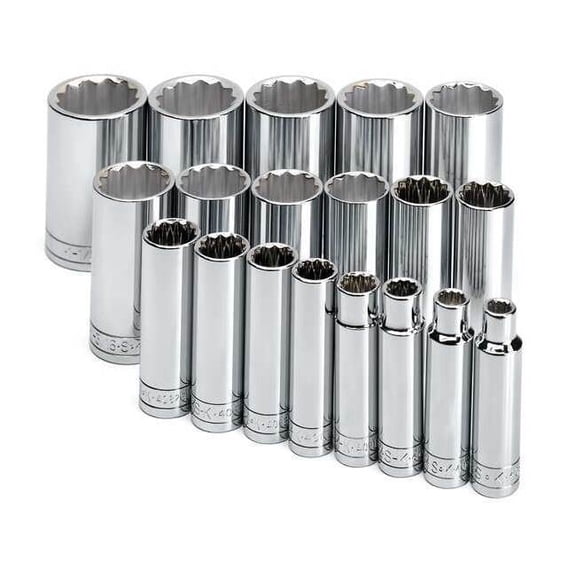 Sk Professional Tools Socket Set, 1/2 in, Hand, SAE, 19 4819-6