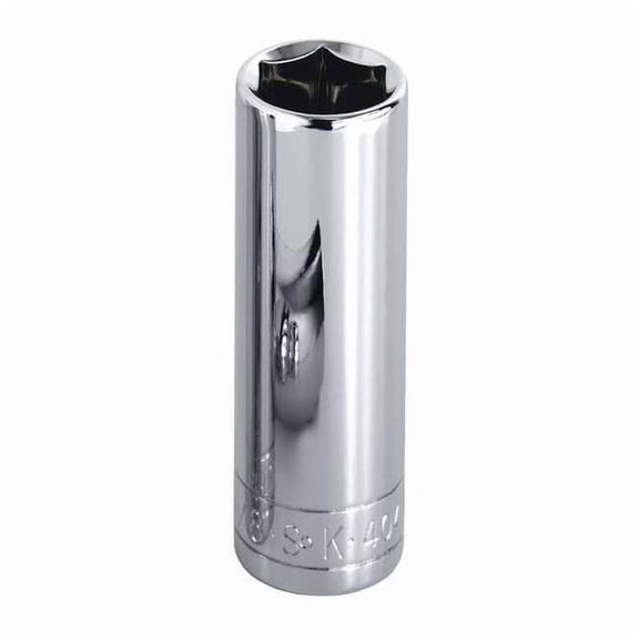 1/2 in Drive, 28mm Metric Socket, 6 Points, Steel, Chrome, 28 mm 40028