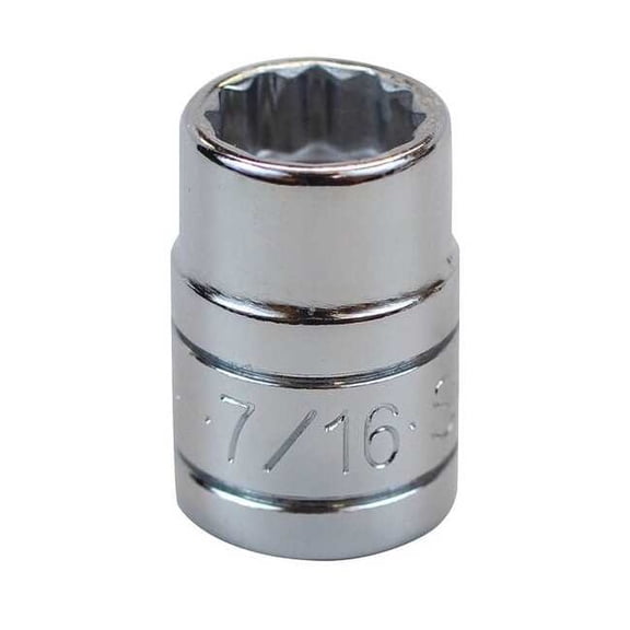 Sk Professional Tools Socket, Steel, Chrome, 7/16 in 45214