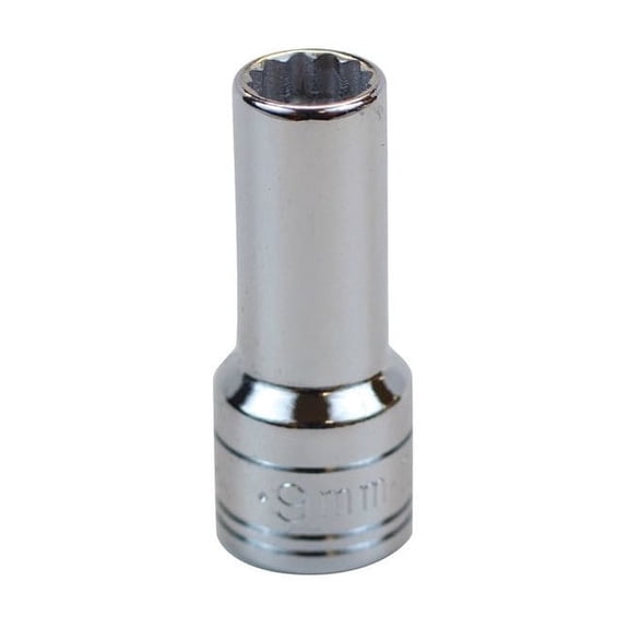 3/8 " Drive, 9mm Metric, Socket, 12 Points, Chrome, 9 mm
