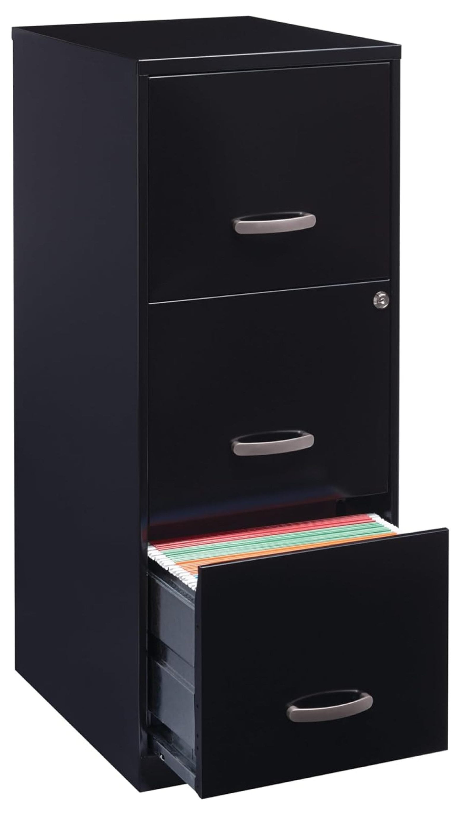 Black Vertical 3-Drawer Lockable Steel File Cabinet