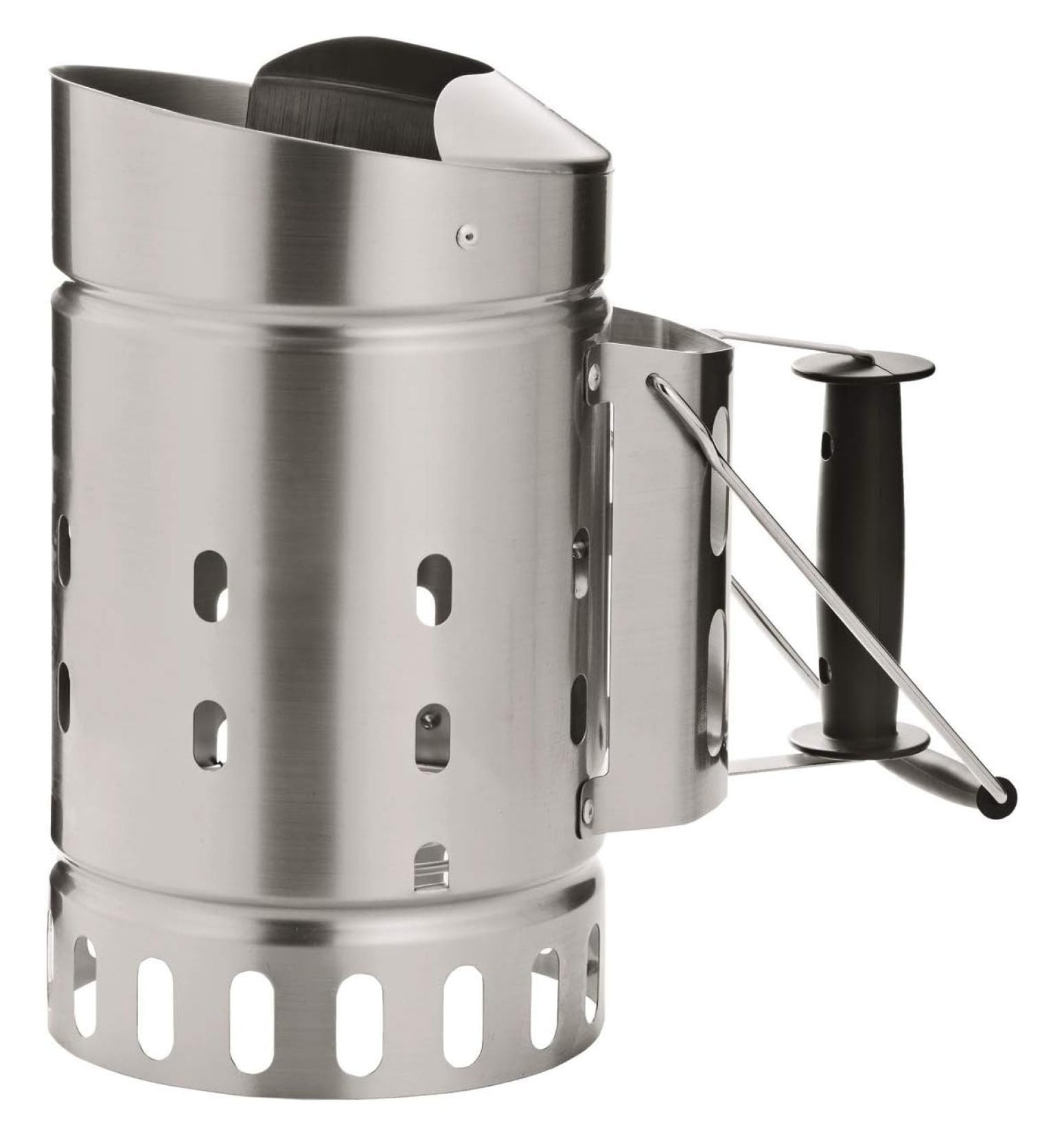 Silver Stainless Steel Charcoal Starter Chimney with Stay-Cool Handle