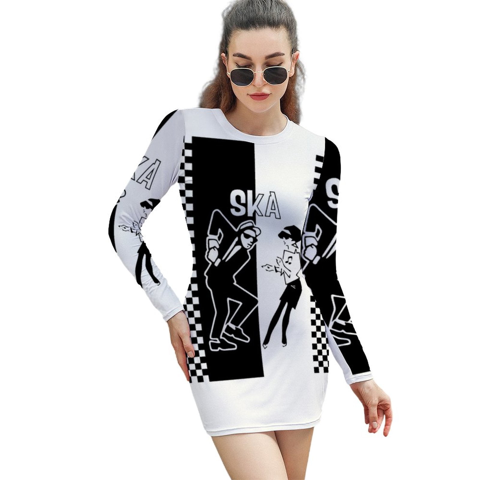 knee length dresses for ladies MARMALADE 60s Ska Style Dress with Checkered Pockets  Marmalade-shop