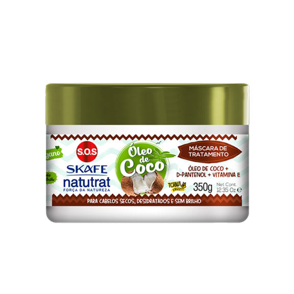 Skafe - Linha Natutrat (Forca da Natureza) - Mascara de Tratamento Oleo de Coco 350 Gr - (Natutrat (Nature Strength) Collection - Coconut Oil Treatment Mask Net 12.34 Oz)