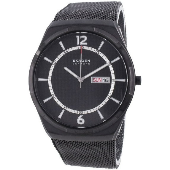 Skagen Melbye Day-Date Black Steel Mesh Men's Watch SKW6576
