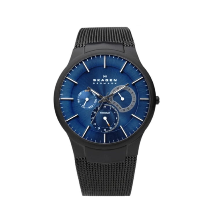 Skagen Men's Chronograph Blue Dial Black Mesh Bracelet Watch