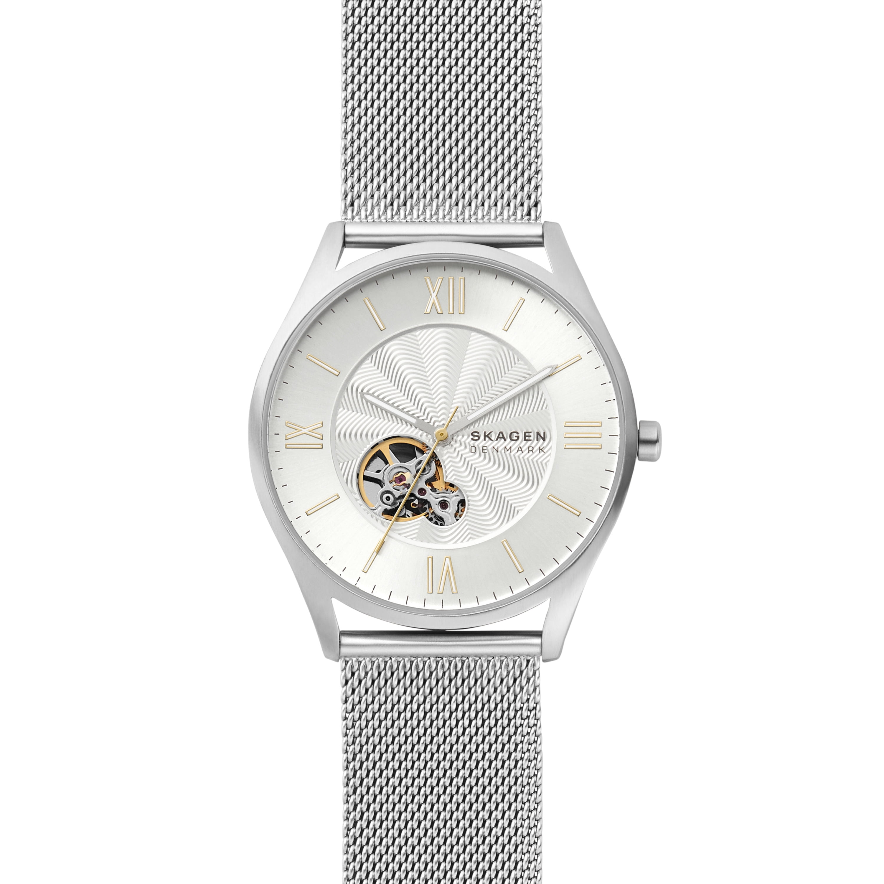 Skagen Men's Holst Automatic Silver-Tone Steel-Mesh Watch (SKW6711)