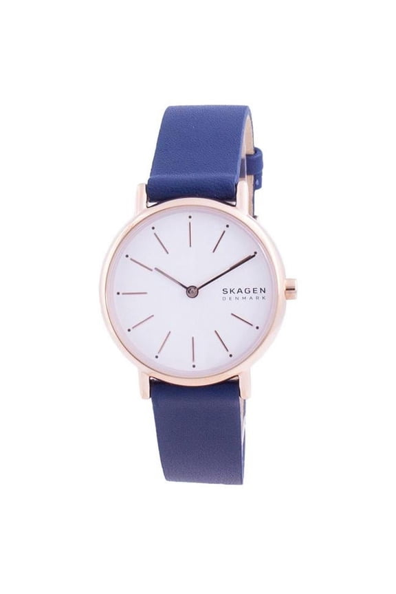 SKW2838 Signatur White Dial Blue Leather Strap Quartz Women Watch, Black