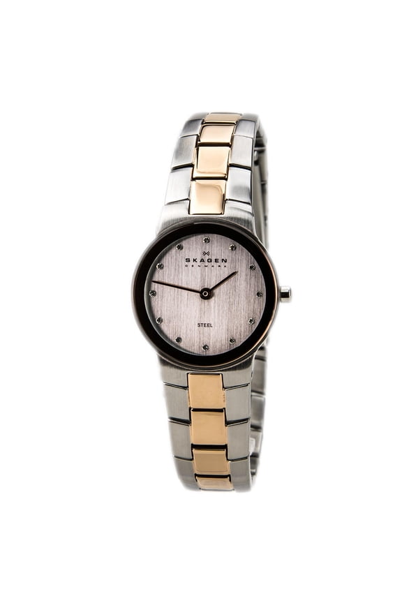 Women's 430SSRX Denmark Stainless Steel Chrome Dial Swarovski Crystal Two Tone Bracelet Watch