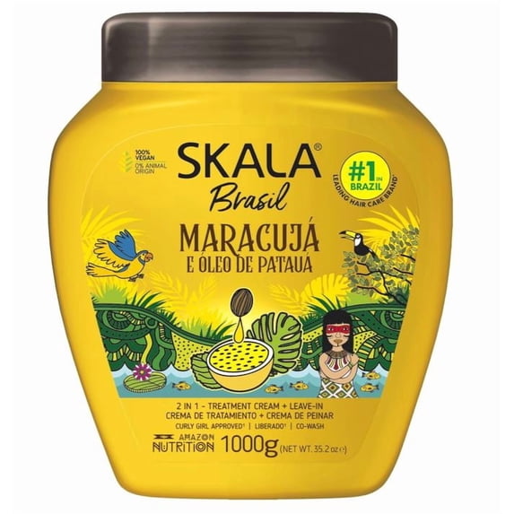 Skala Passion Fruit & Patua Oil 2-in-1 Hair Treatment Cream & Leave-In Conditioner for Strength & Hydration, 35.2 oz