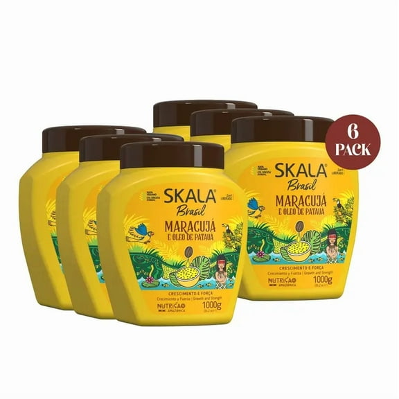 Skala Expert Maracuja 35.2 oz 6-Pack Brazilian Curly Hair Treatment with Castor Oil & Panthenol, Strengthens, Repairs, Hydrates & Adds Shine