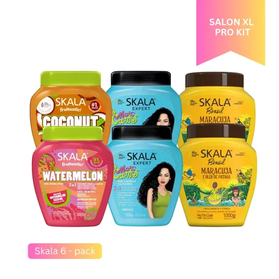 Skala Salon XL Pro Kit 6-Pack Hair Mask Set: 2 x Mais Cachos, 2 x Maracuj, 1 x Watermelon & 1 x Coconut Deep Hydration, Shine & Strength for All Hair Types