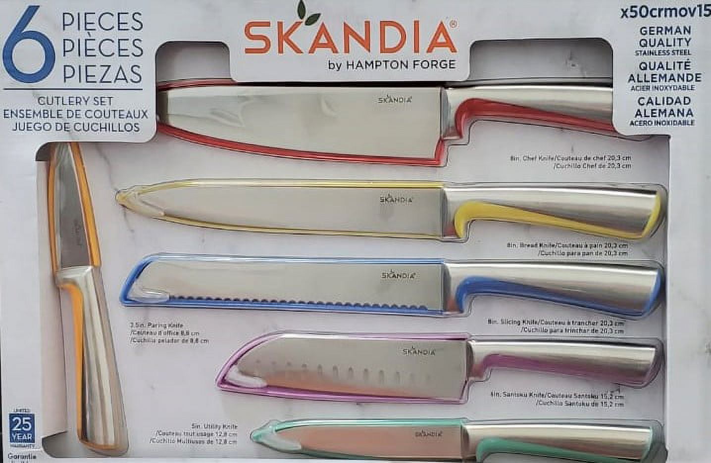 SKANDIA Cutlery 4 pcs Steak Knife Set Vivid Cream Stainless Steel Wood Box  $100