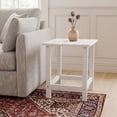 thumbnail image 1 of Skandiquip 17" Square Adirondack Outdoor Side Table, All Weather Weathered Wood HDPE Patio End Table with Shelf, 180 lbs Weight Capacity, White, 1 of 7