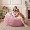 thumbnail image 1 of Skandiquip 3.5FT Bean Bag Chair for Adults, Oversized Velvet Lazy Sofa with Filling for Indoor Living Room,Pink, 1 of 6