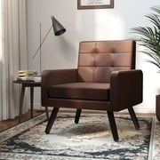 Skandiquip 31" Mid Century Modern Accent Chair, Upholstered Cozy Single Sofa Chair with Solid Legs, Extra Large Seat, 496 Lb Capacity for Living Room Bedroom, Bronze